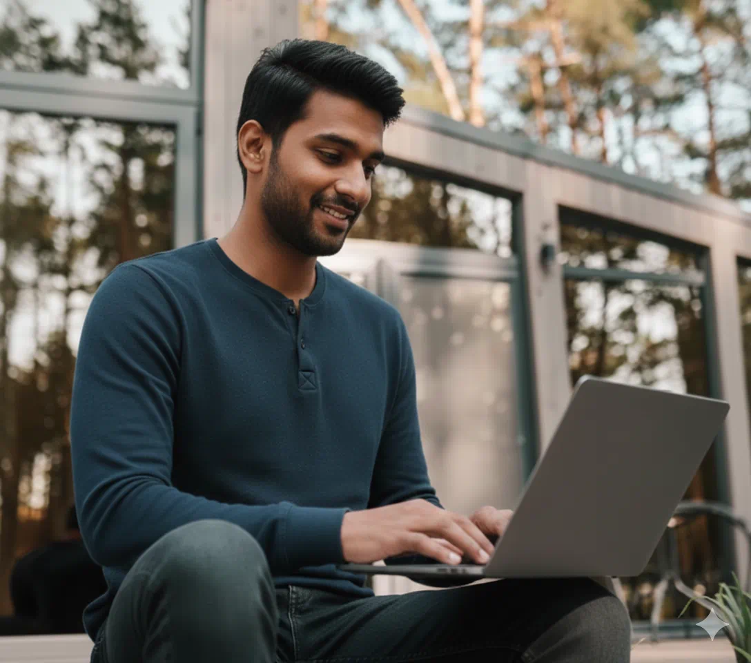 Man working on laptop